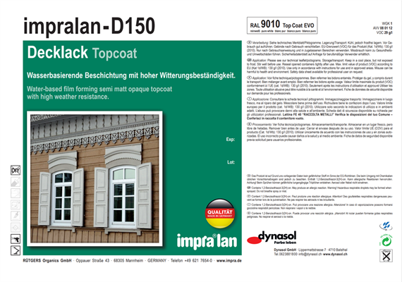 Impralan D150 Top Coat Evo RAL 9010, 20 lt.