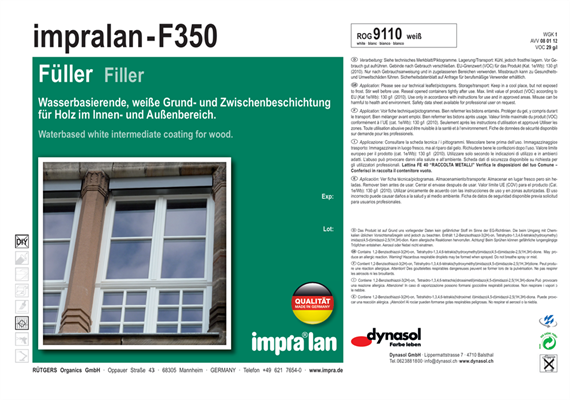 Impralan reboucheur F350 RAL9110, 20 lt.